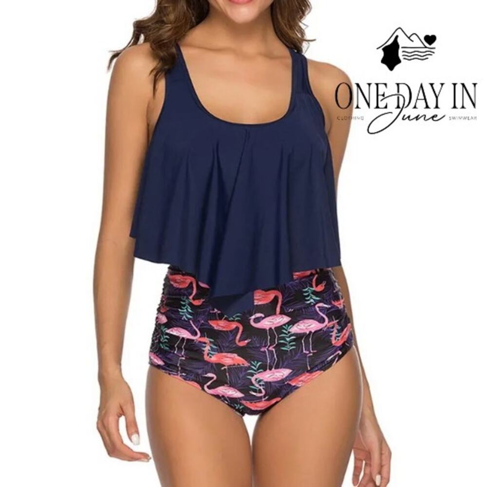 Adisputent High Waist Flounce Bikini Swimsuit Size L